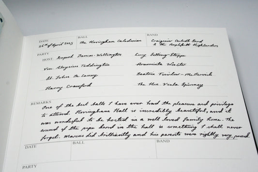 Close up of Ballroom Diary Entry Page