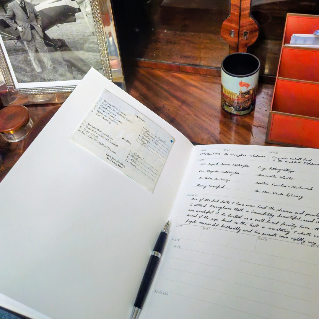 A Ballroom Diary open on  a writing desk.