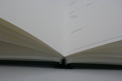 Close up of striped album binding thread