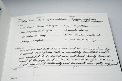 Close up of Ballroom Diary Entry Page